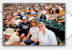 From left: Weasel, Bob Shaw(Wrigley Beer Vendor) and Jim Volkman enjoyed a day off and some good spring baseball, Cubs win 12 to 3 against Oakland at Phoenix Municipal Stadium on March 6, 2006